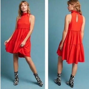 Anthropologie red tiered sleeveless dress brand new